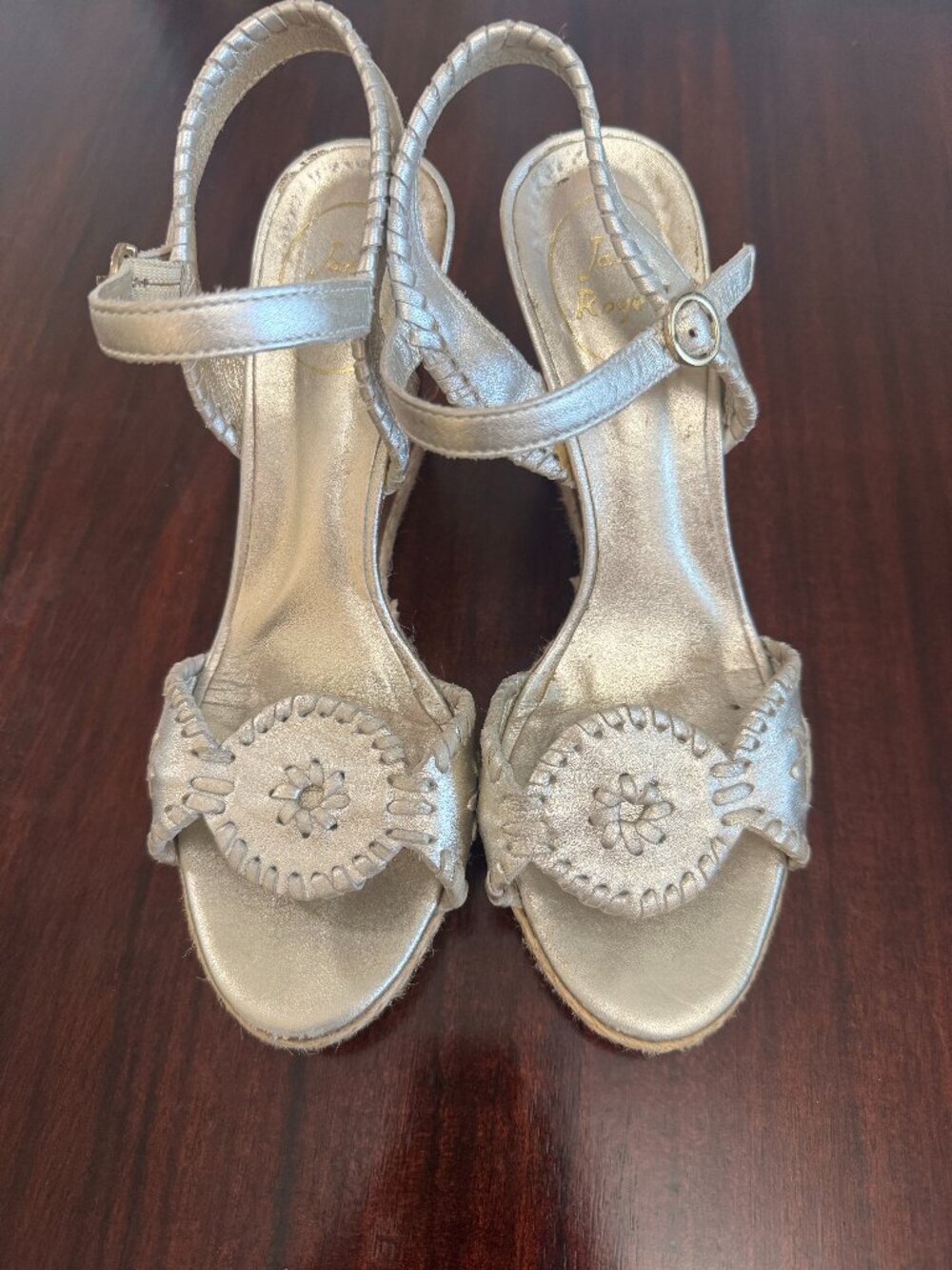Jack Rogers: Clare Wedge Sandals - Platinum 7.5